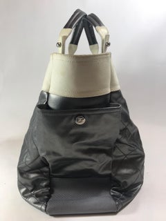 Chanel Biarritz Paris Xl Metallic Silver Diamond Stitched Coated Canvas Tote