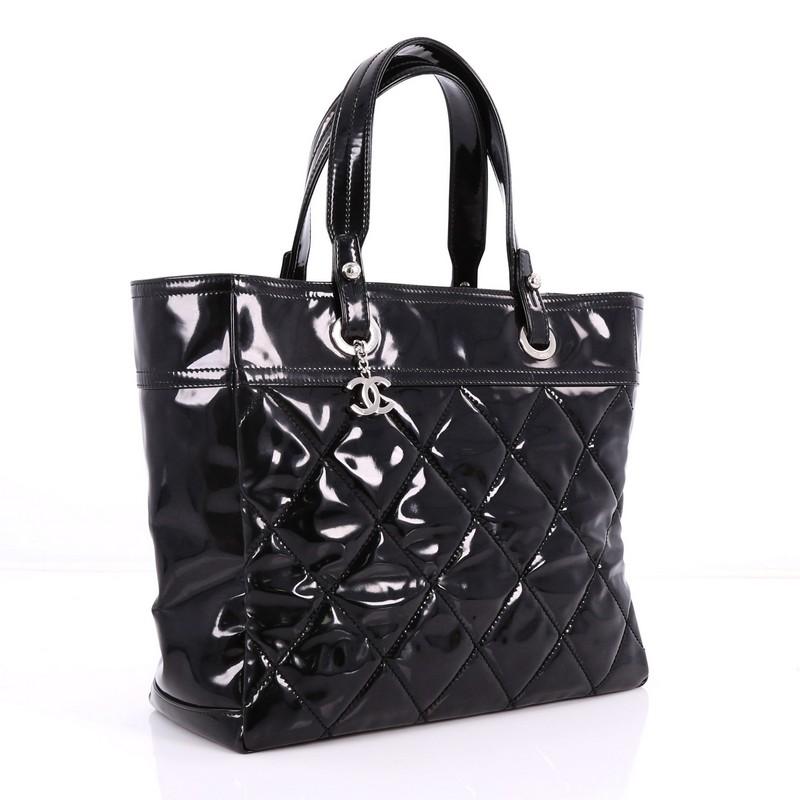 Chanel Biarritz Pocket Tote Quilted Patent Vinyl Large In Good Condition In NY, NY