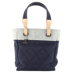 Chanel iconic 2019 Venise Biarritz Terry Tote Shopping Bag Blue Beige Cream  Navy blue Cotton Tweed ref.419649 - Joli Closet