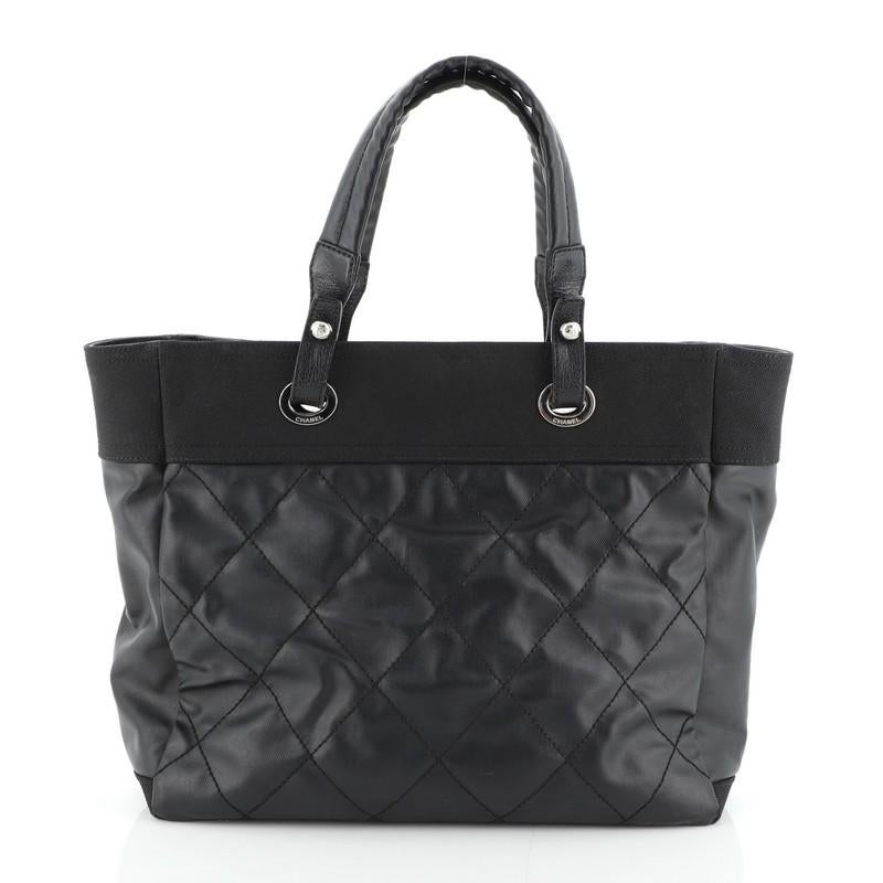 Chanel Biarritz Tote Quilted Coated Canvas Large In Good Condition In NY, NY