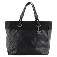 Chanel Biarritz Tote Quilted Coated Canvas Large
