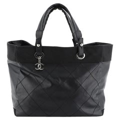 Chanel 2010s Black Quilted Coated and Canvas Paris Biarritz Tote · INTO