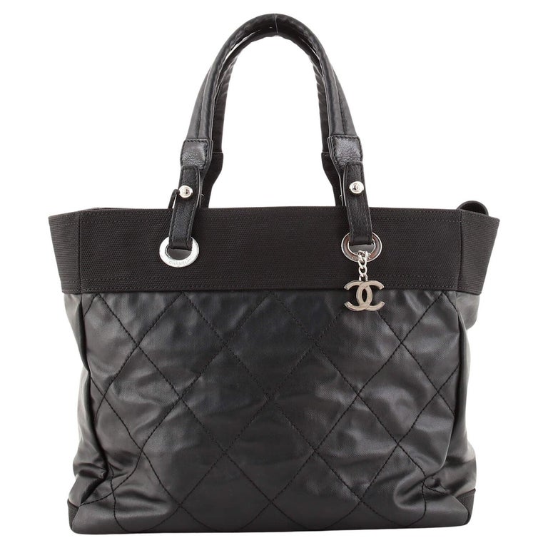 Chanel Biarritz Tote Quilted Coated Canvas Large For Sale
