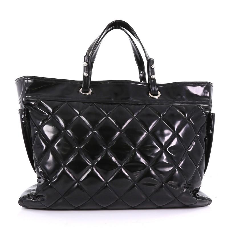 Chanel Biarritz Tote Quilted Patent Vinyl XL In Good Condition In NY, NY