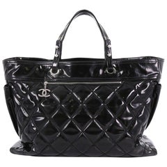 Chanel Biarritz Tote Quilted Patent Vinyl XL