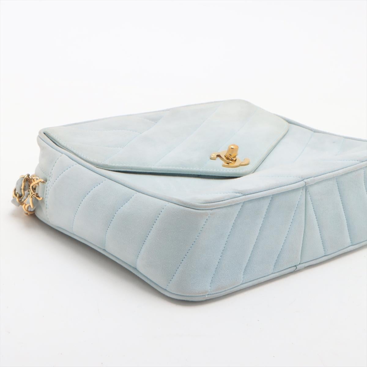 Women's Chanel Bias Stitch Suede Chain Shoulder Bag Tiffany Blue