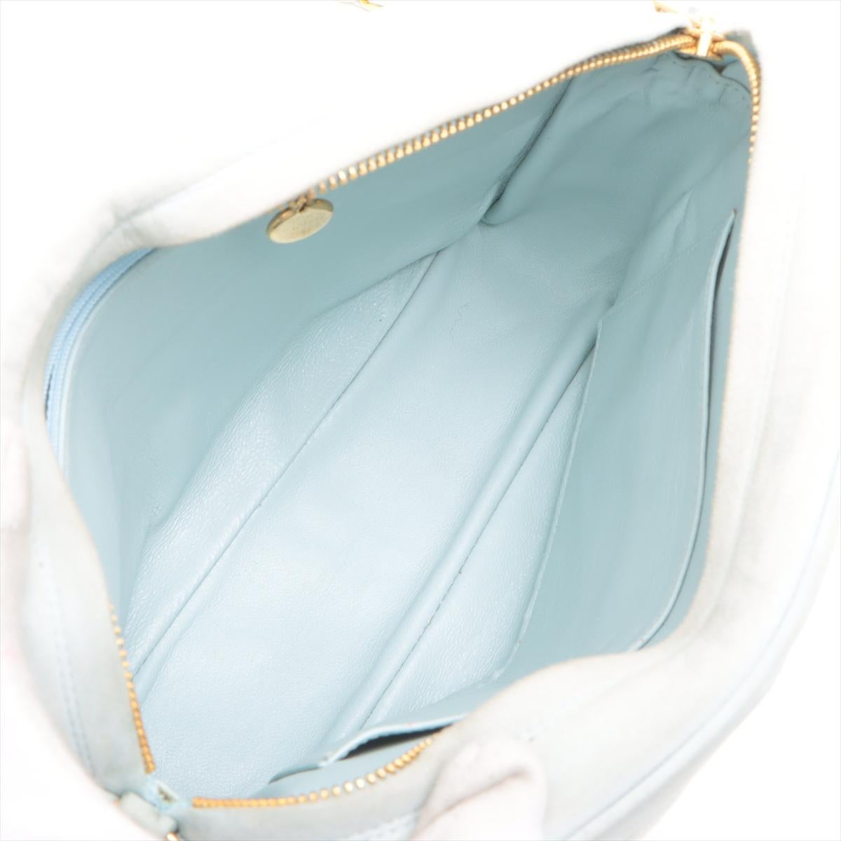 Chanel Bias Stitch Suede Chain Shoulder Bag Tiffany Blue 2