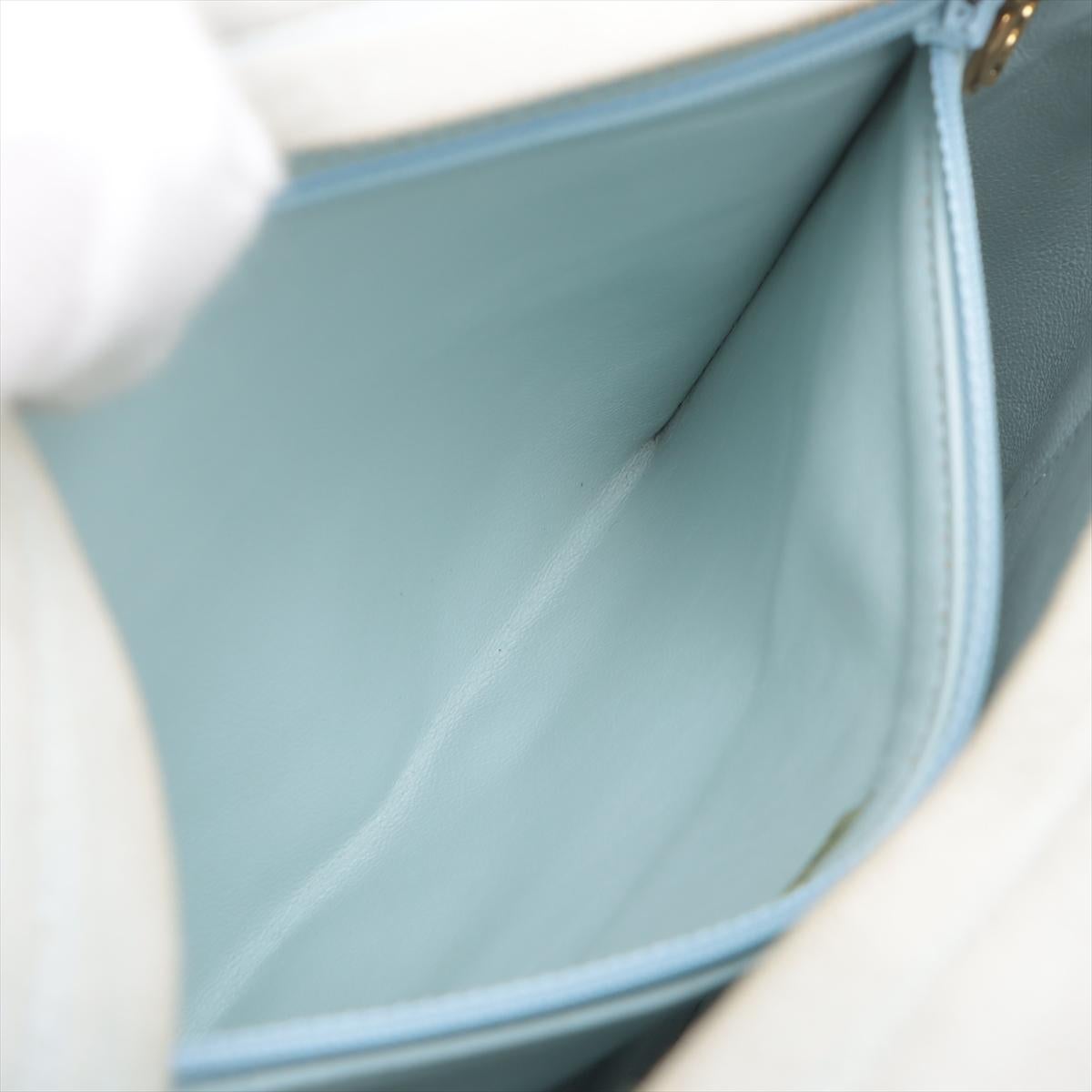 Chanel Bias Stitch Suede Chain Shoulder Bag Tiffany Blue 3