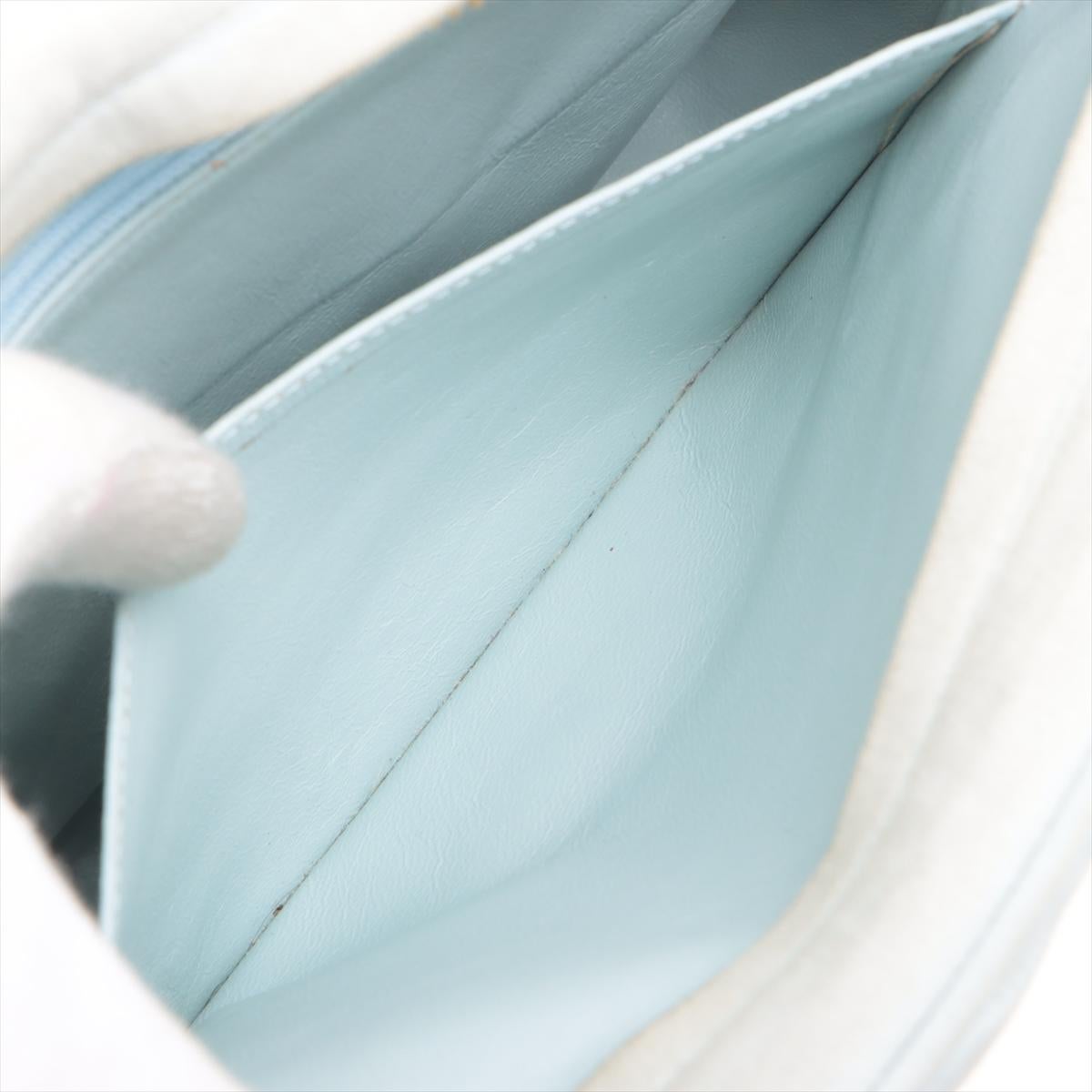 Chanel Bias Stitch Suede Chain Shoulder Bag Tiffany Blue 4