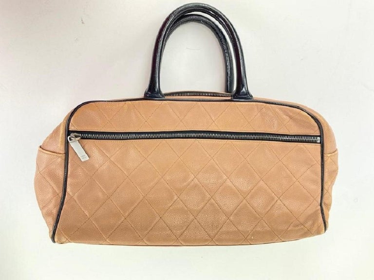 Chanel Bicolor Beige x Black Quilted Caviar Boston Duffle Sports Line  861332 For Sale at 1stDibs
