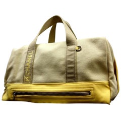Chanel Bicolor Boston Duffle 225371 Beige X Yellow Canvas Weekend/Travel Bag