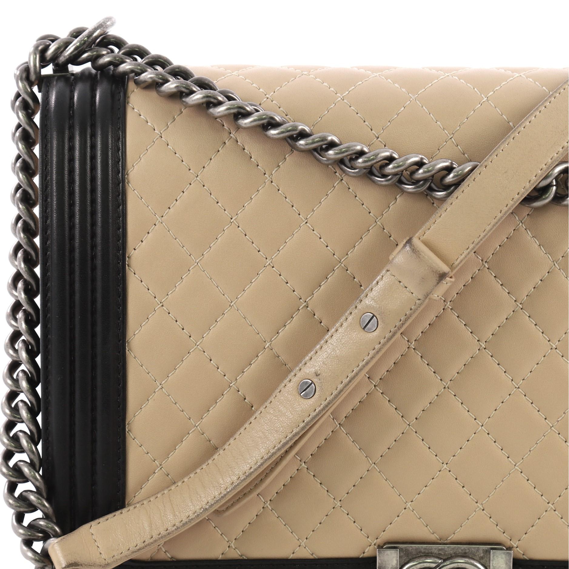 Chanel Bicolor Boy Flap Bag Quilted Lambskin Large 1