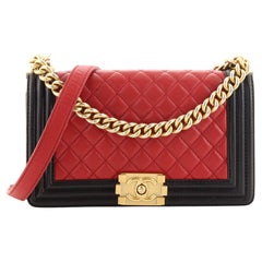 Chanel Bicolor Boy Flap Bag Quilted Lambskin Old Medium