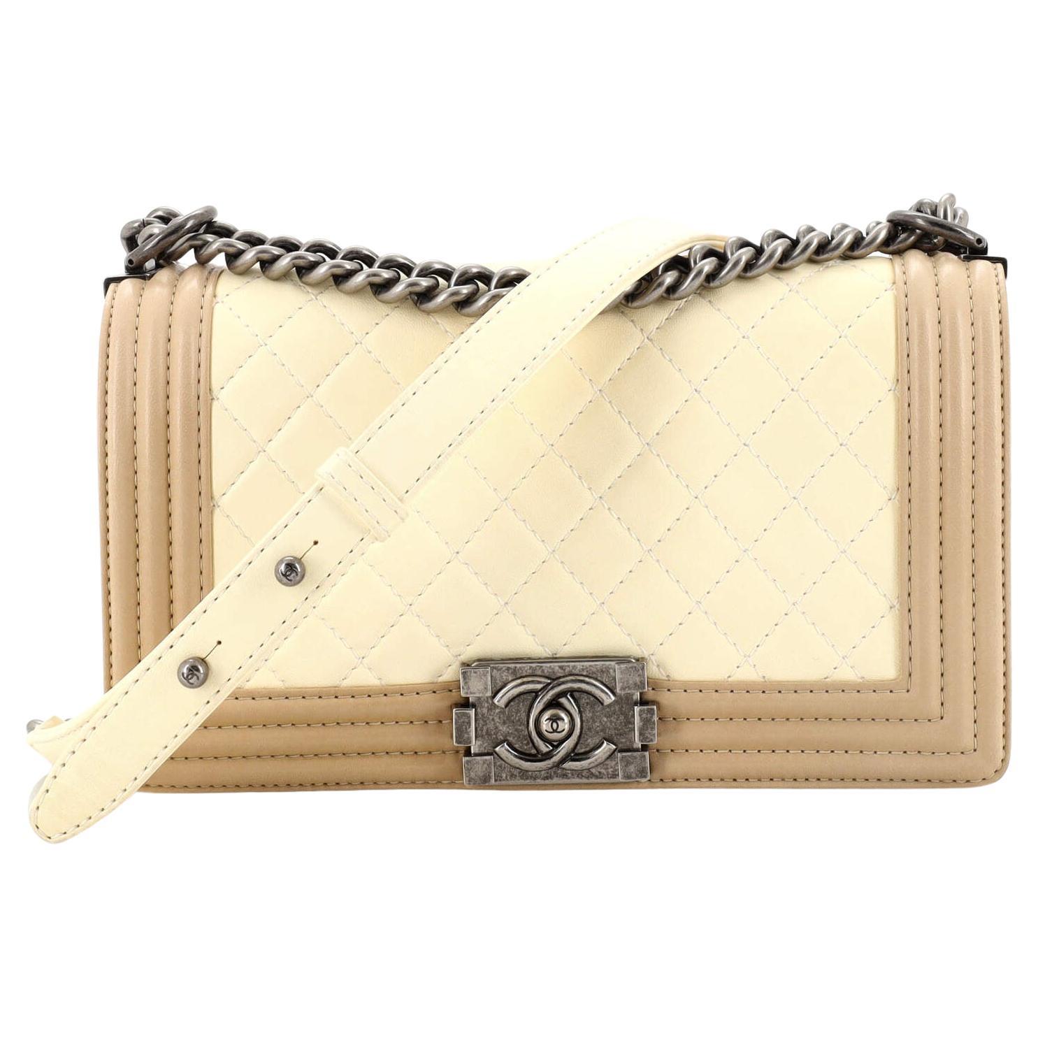 Chanel Bicolor Boy Flap Bag Quilted Lambskin Old Medium For Sale at 1stDibs