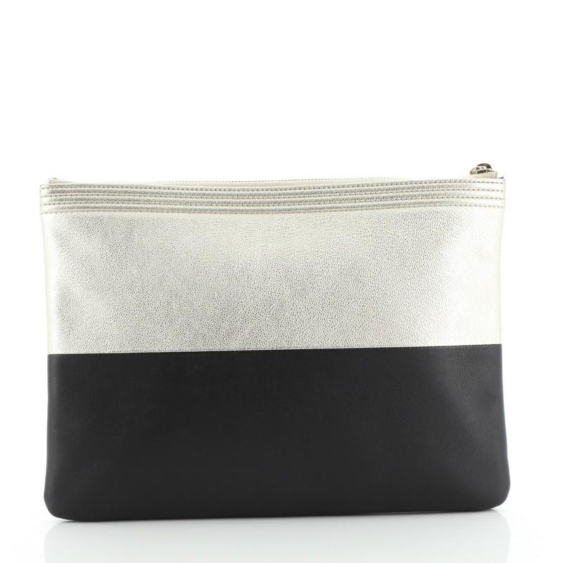 Chanel Bicolor Boy O Case Clutch Metallic Goatskin and Calfskin Medium In Good Condition In NY, NY