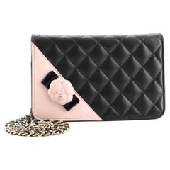 Chanel Bicolor Camellia Wallet on Chain Quilted Lambskin