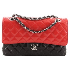 Chanel Bicolor Classic Double Flap Bag Quilted Patent Medium
