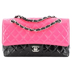 Chanel Bicolor Classic Double Flap Bag Quilted Patent Medium