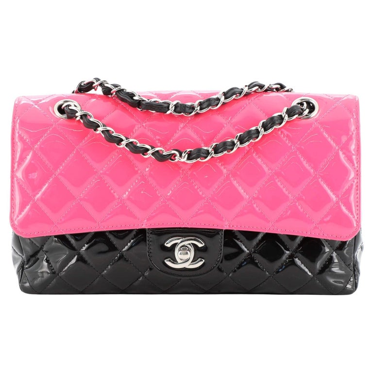 Chanel Bicolor Classic Double Flap Bag Quilted Patent Medium