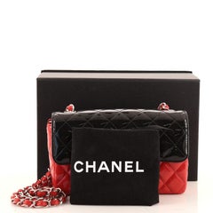 Chanel Bicolor Classic Single Flap Bag Quilted Patent Mini