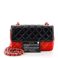 Chanel Bicolor Classic Single Flap Bag Quilted Patent Mini