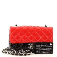 Chanel Bicolor Classic Single Flap Bag Quilted Patent Mini