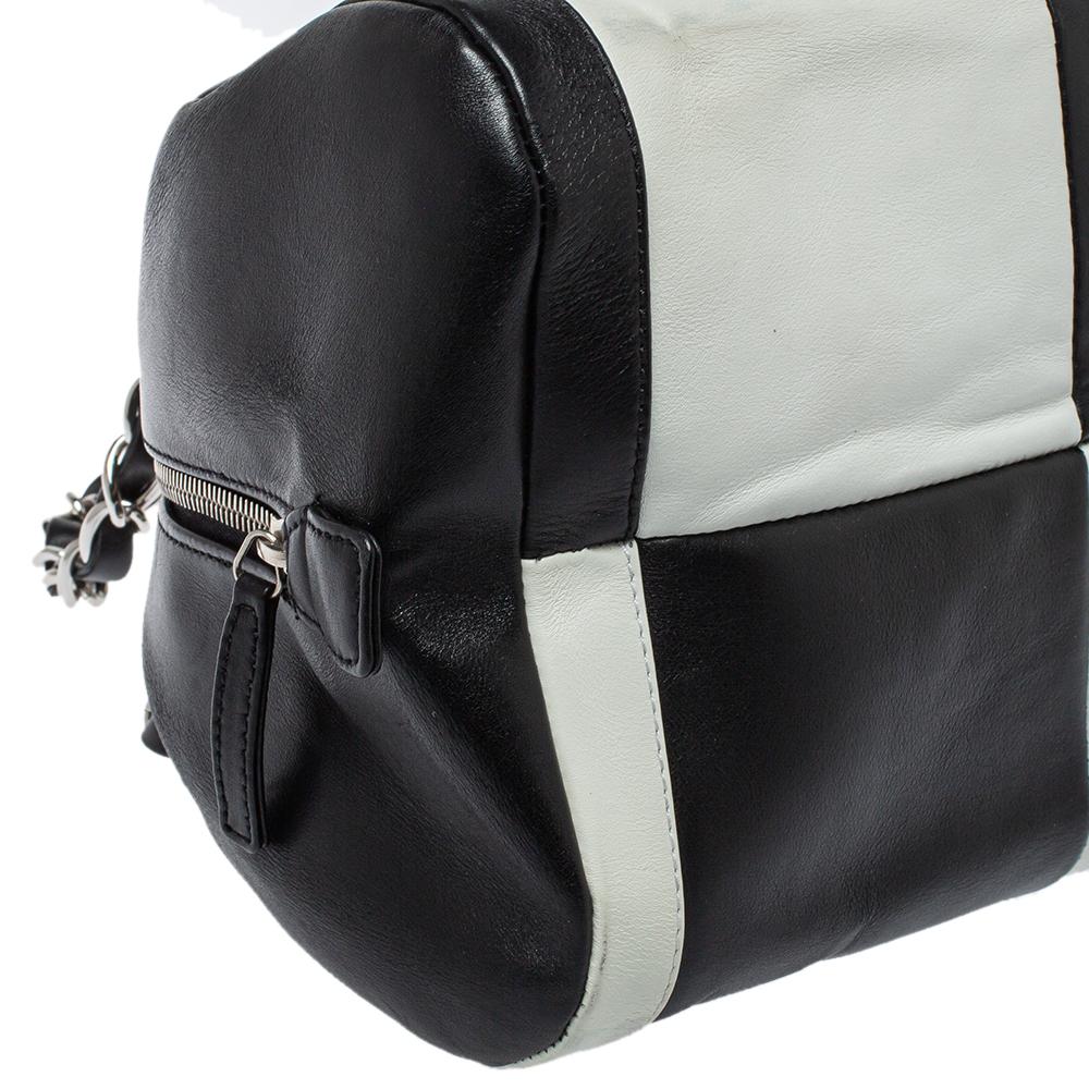 Chanel Bicolor Leather CC Bowling Bag 4