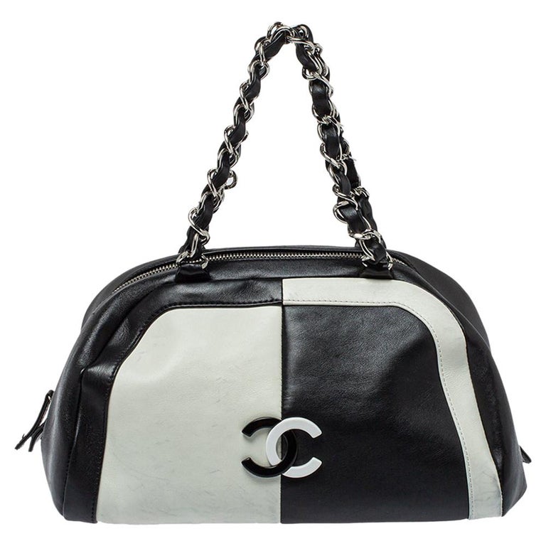 Chanel Bicolor Leather CC Bowling Bag at 1stDibs