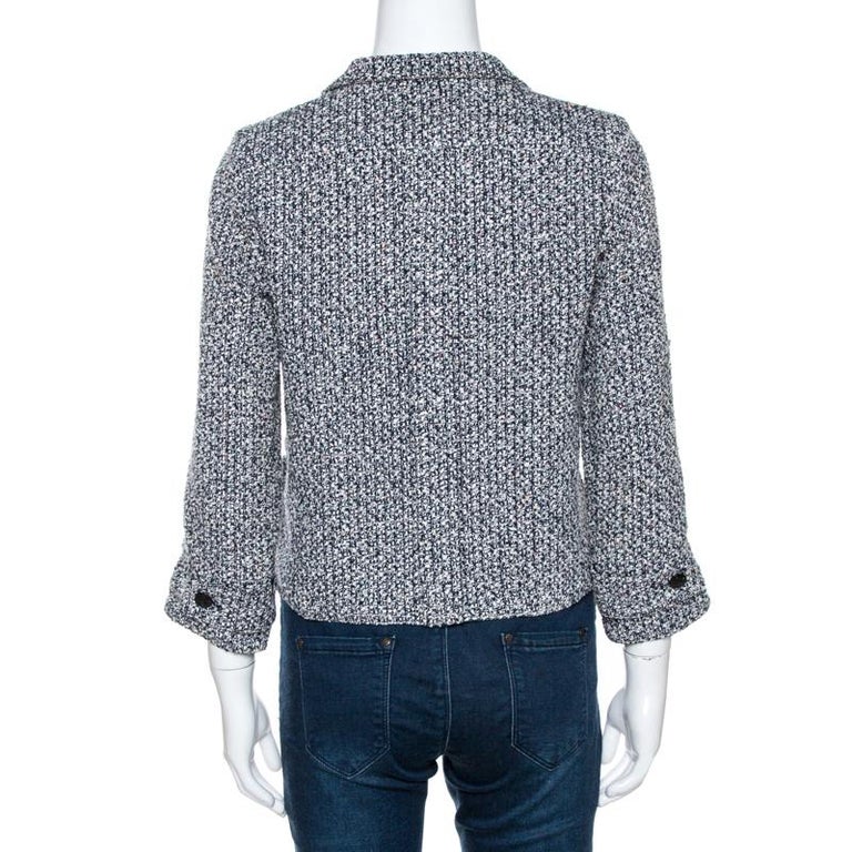Chanel Bicolor Lurex Tweed Open Front Jacket S For Sale at 1stDibs