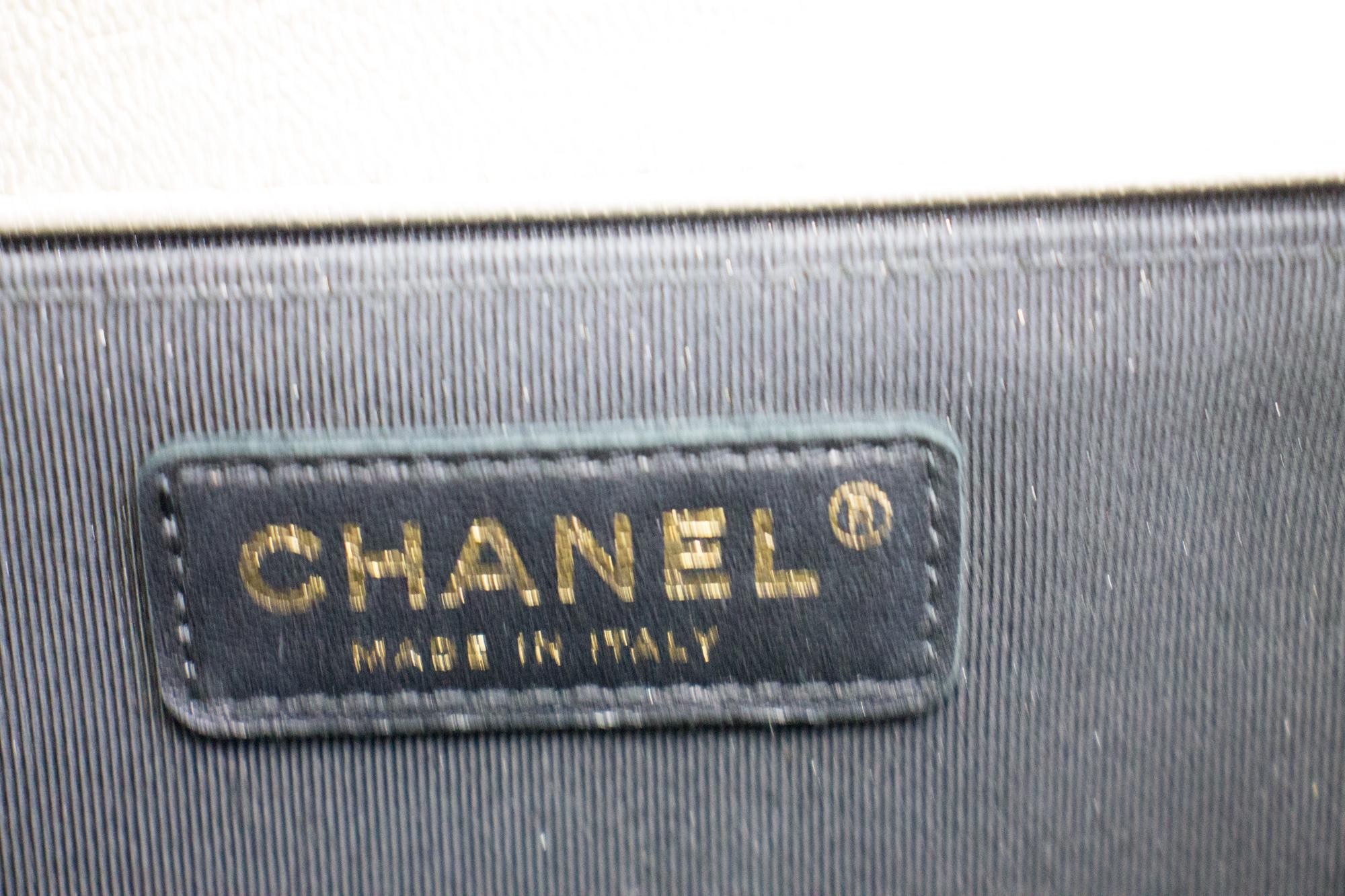 CHANEL Bicolor Medium Boy Chain Flap Shoulder Bag Black Gold 1