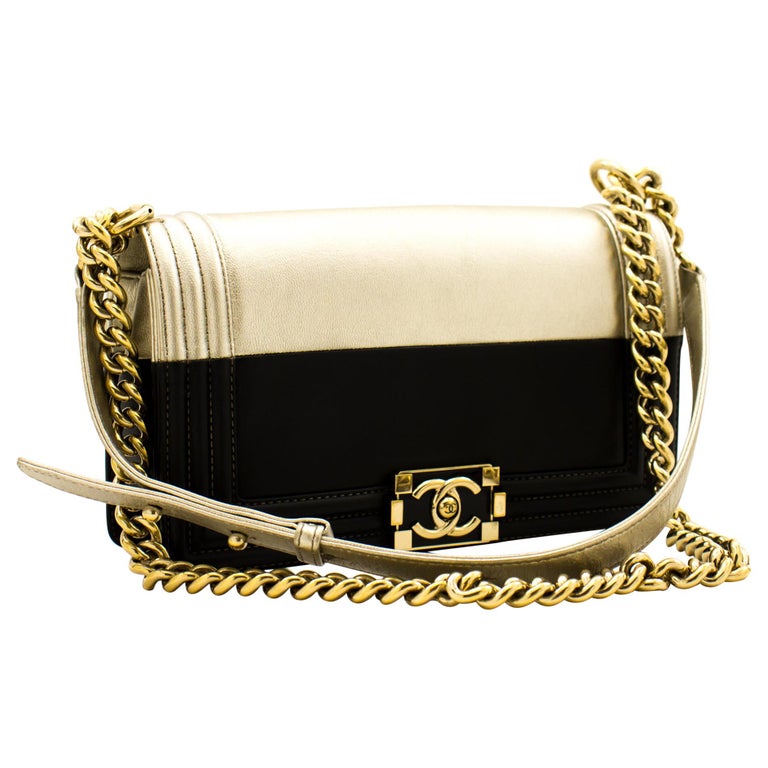 Chanel Boy Bag Gold And Black