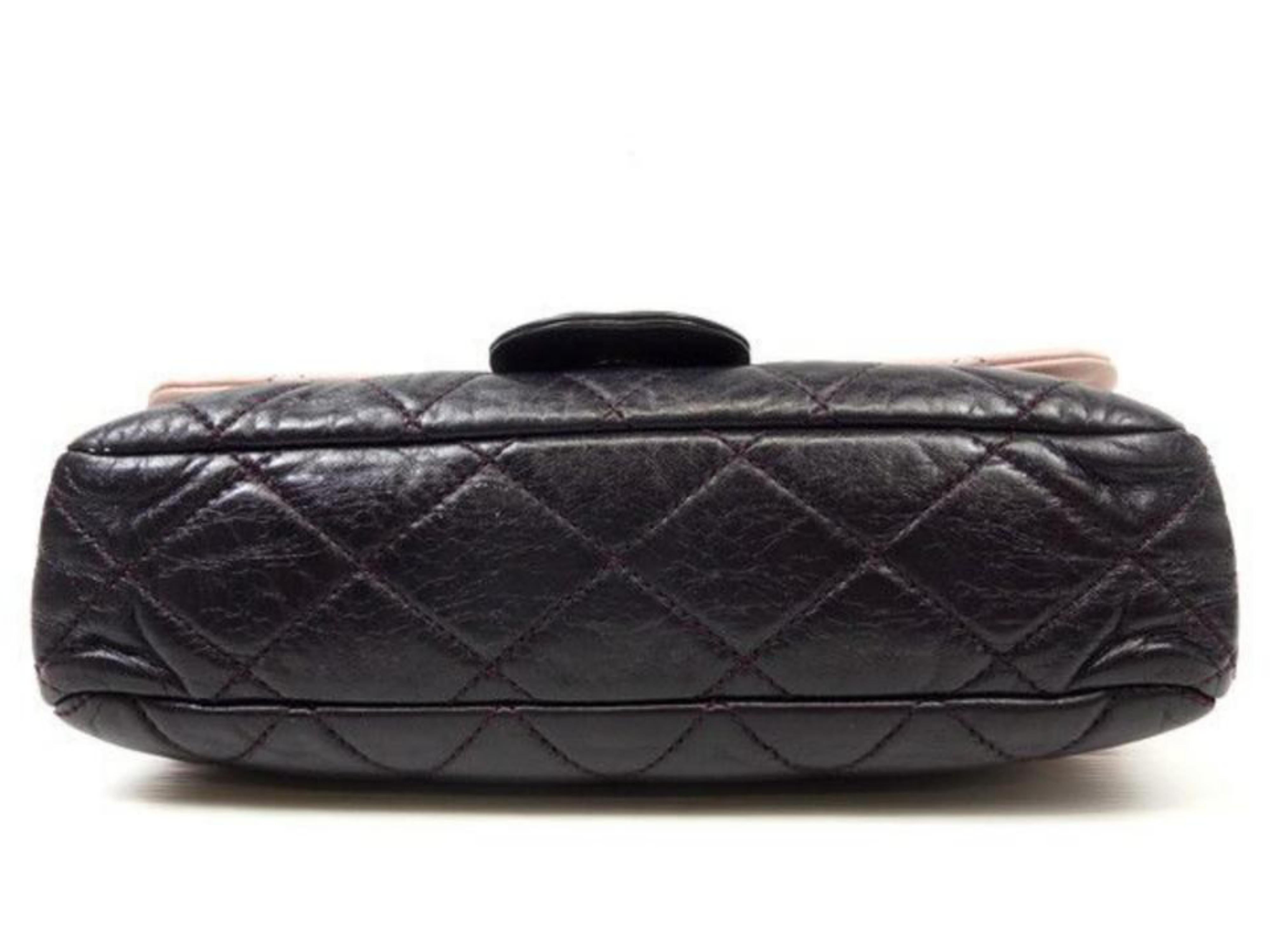 Chanel Bicolor Medium Classic Single Flap 227944 Black Leather Shoulder Bag For Sale 4