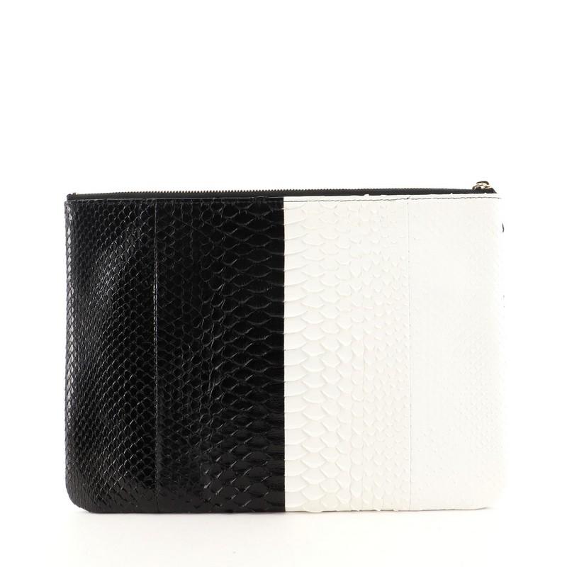 Gray Chanel Bicolor O Case Clutch Python Medium