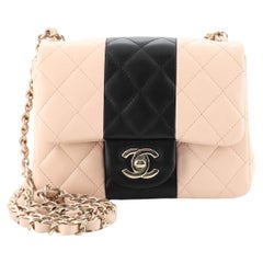 Chanel Bicolor Square Classic Single Flap Bag Quilted Lambskin Mini