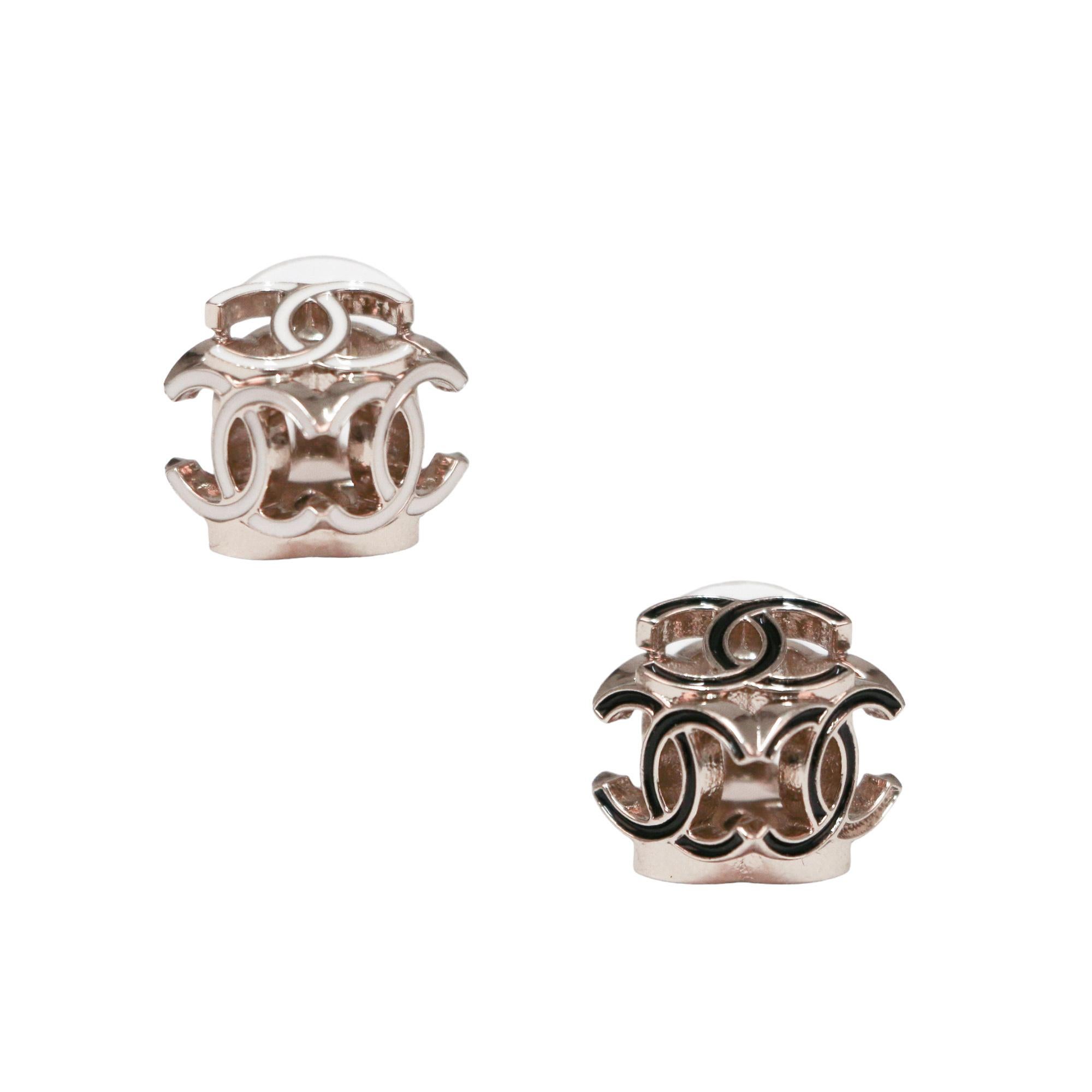 Chanel bicolor studs For Sale 2