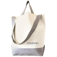 Chanel Bicolor Tall 2way 231252 Grey Vinyl Tote