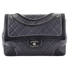 Chanel Bicolor Textured CC Kette Klappe Tasche Gestepptes Lammfell Medium