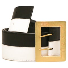 Ceinture Chanel en cuir bicolore vintage, 70FR