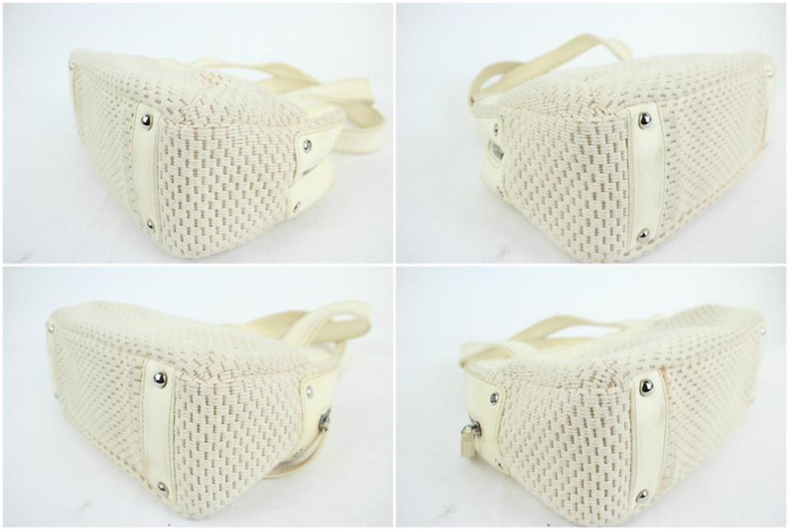 Chanel Bicolor Woven Lax 18cc915c Beige & White Leather Satchel For Sale 3