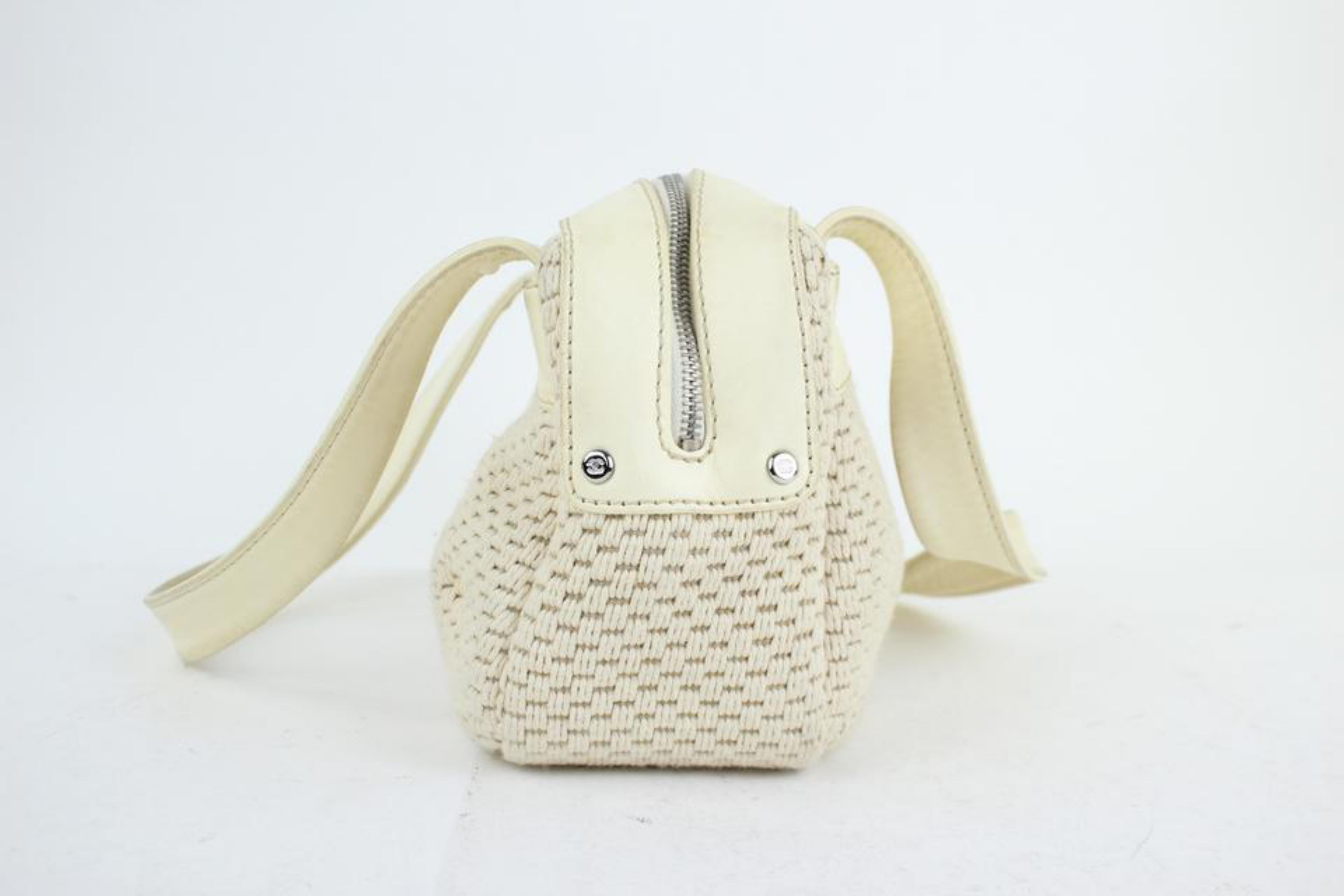 Chanel Bicolor Woven Lax 18cc915c Beige & White Leather Satchel For Sale 6