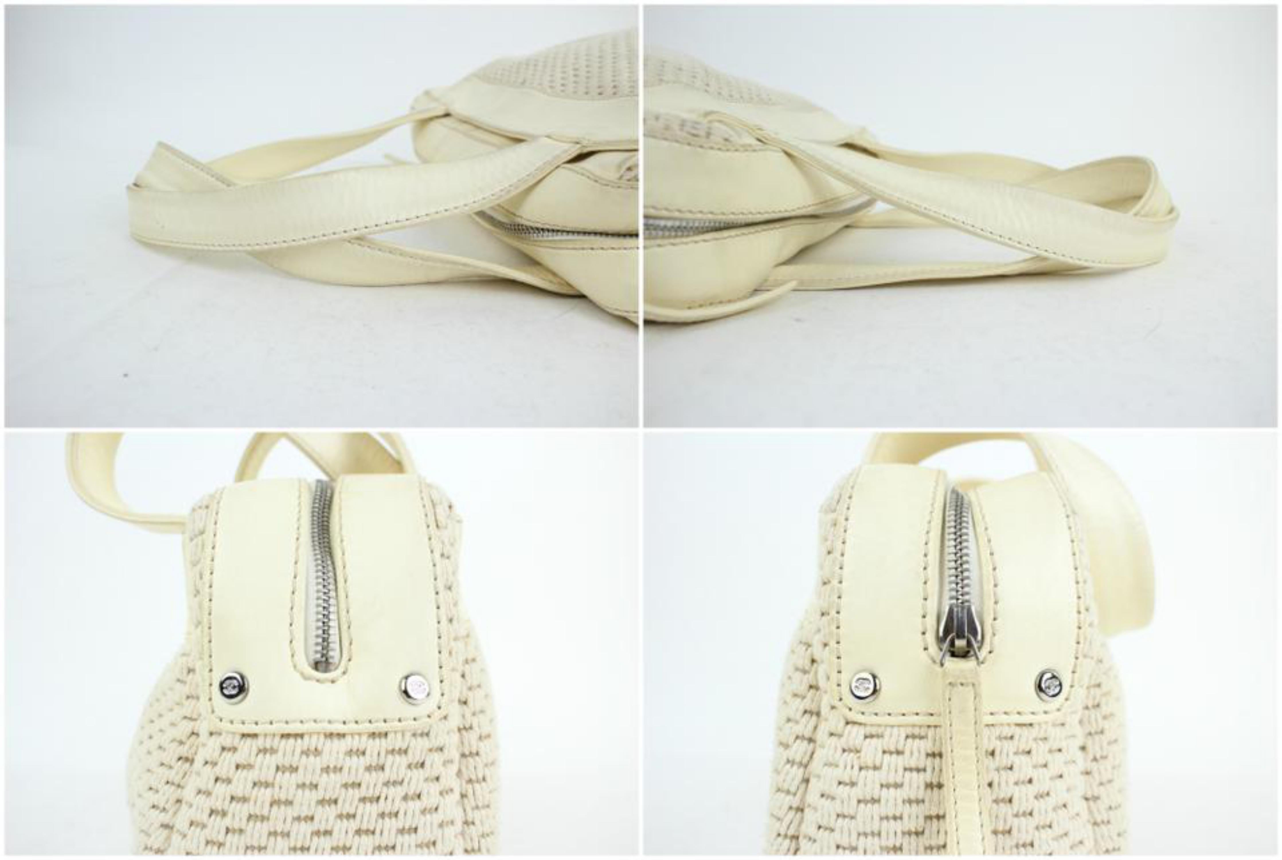 Chanel Bicolor Woven Lax 18cc915c Beige & White Leather Satchel For Sale 7