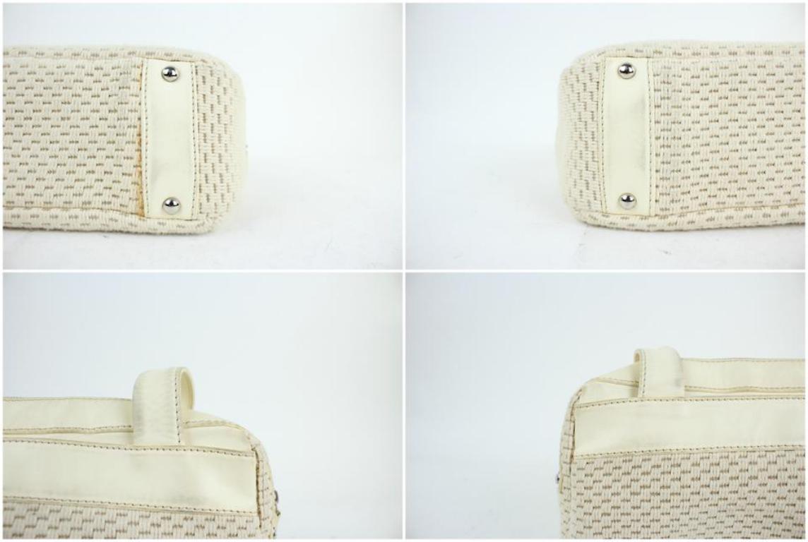 Chanel Bicolor Woven Lax 18cc915c Beige & White Leather Satchel For Sale 1