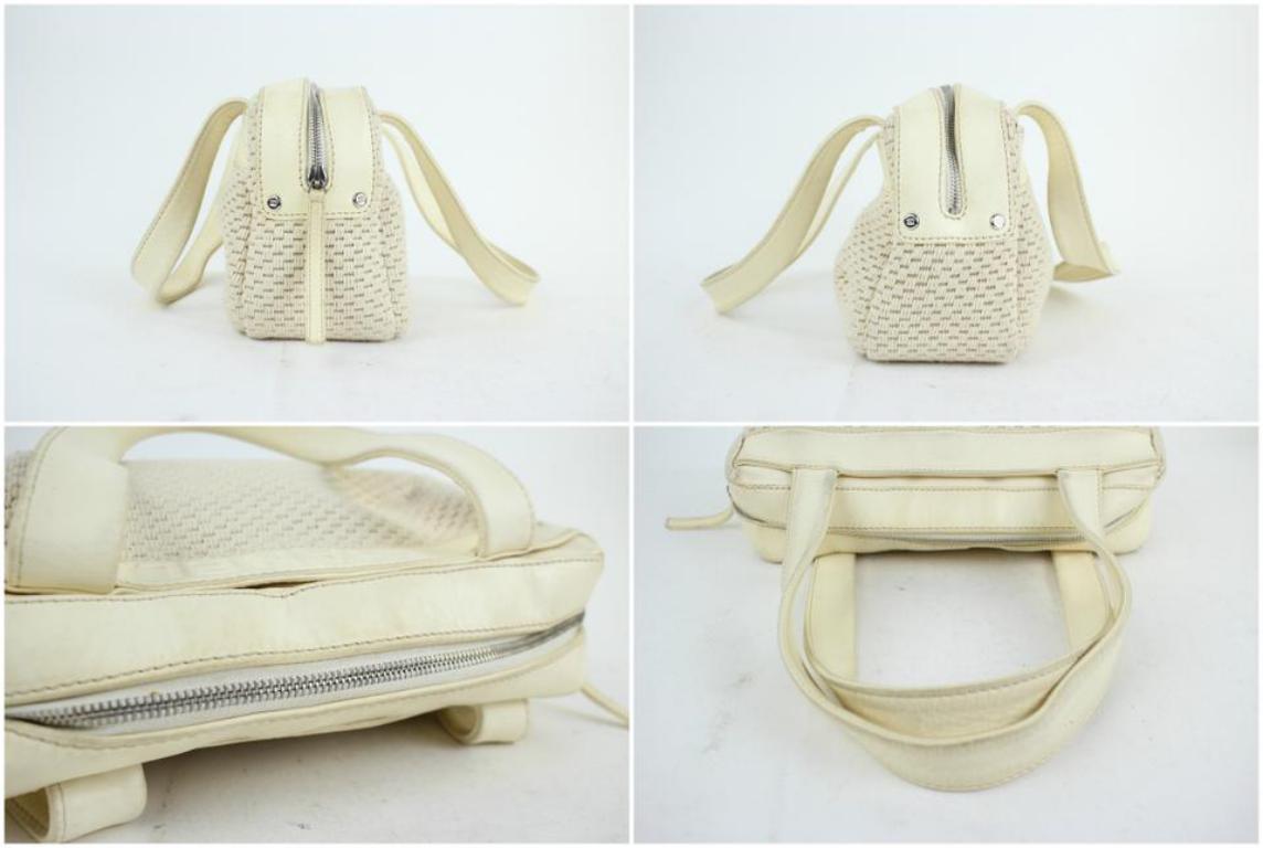 Chanel Bicolor Woven Lax 18cc915c Beige & White Leather Satchel For Sale 2