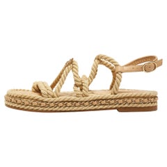 Chanel Biege Rope and Leather Dad Sandals Size 38
