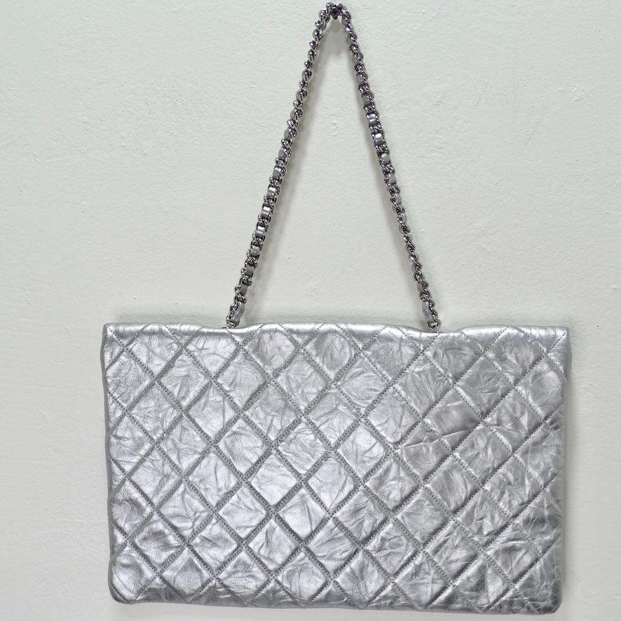 Women's or Men's Chanel Big Bang Chain Flap Bag Metallic Crumpled Calfskin For Sale