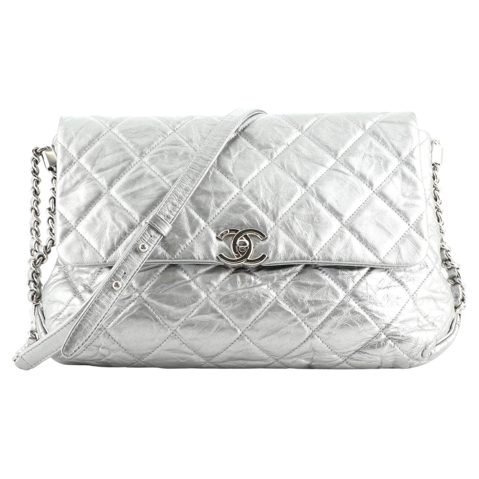 Chanel Big Bang Flap Bag Quilted Metallic Crumpled Calfskin at 1stDibs