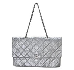 Chanel Big Bang Silver Metallic Crumpled Calfskin Flap Bag circa 2017