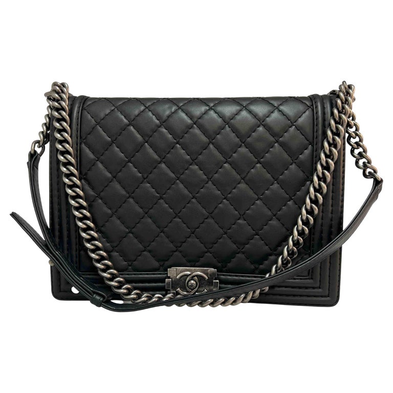 CHANEL Big BOY Bag in Black Leather For Sale at 1stDibs