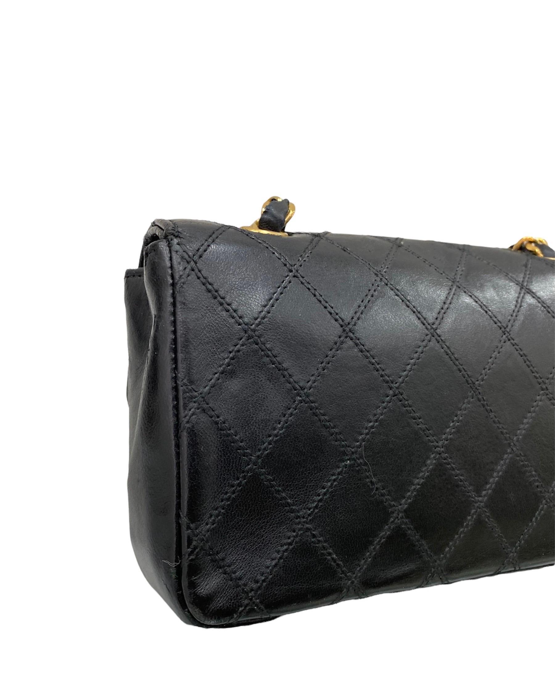 Black Chanel Big Logo Mini Shoulder Bag Vintage