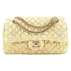 Chanel Metallic Silver Quilted Bubble CC Small Flap Bag